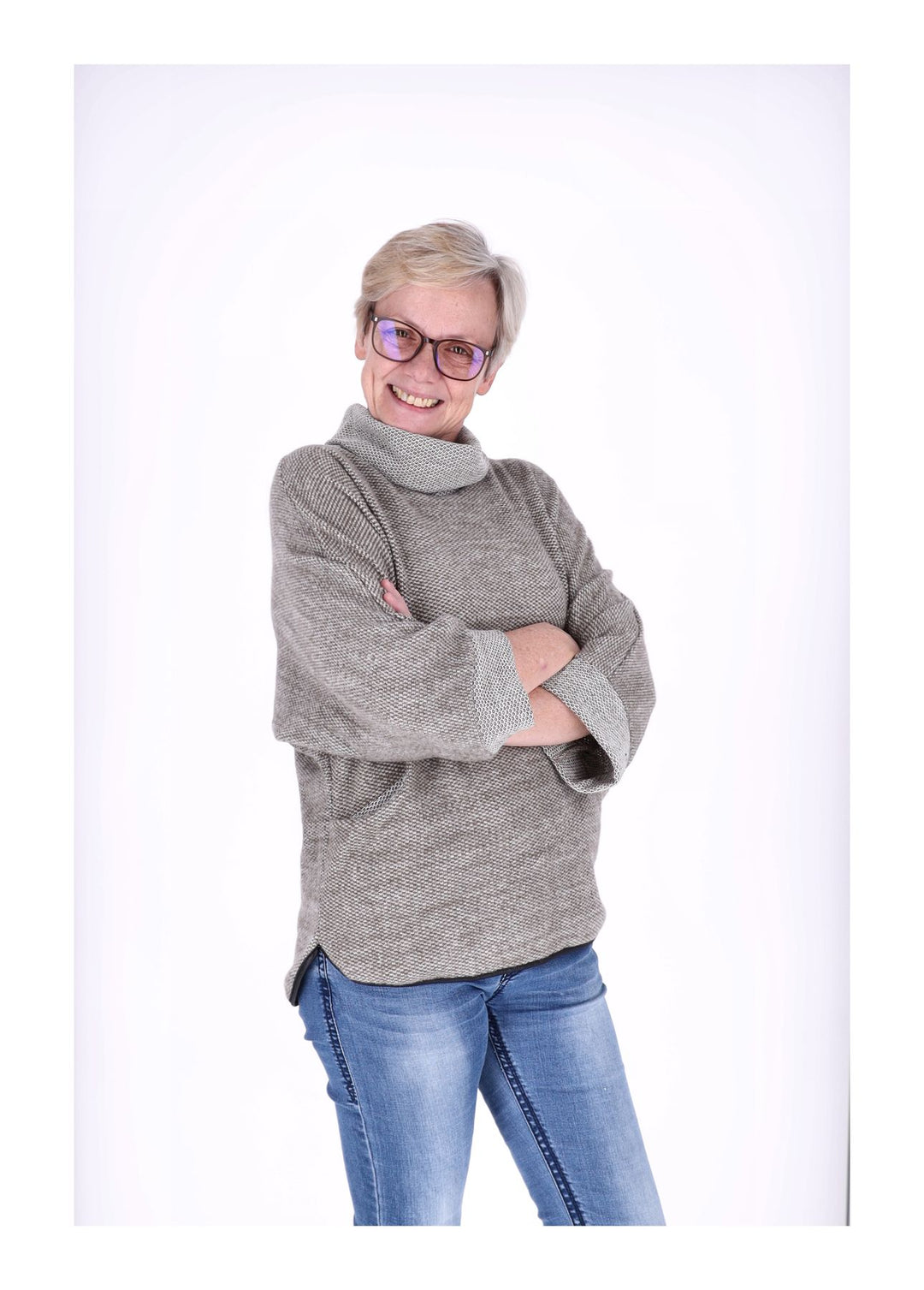 Damen Shirt mit Rollkragen in beige