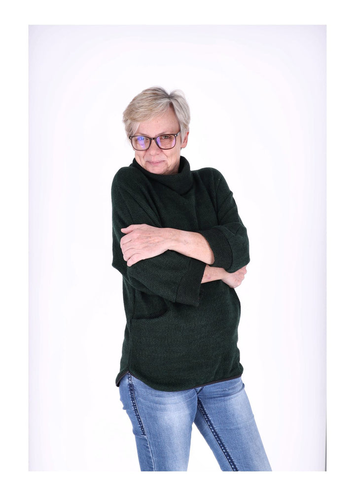 Damen Shirt mit Rollkragen in Flaschengrün