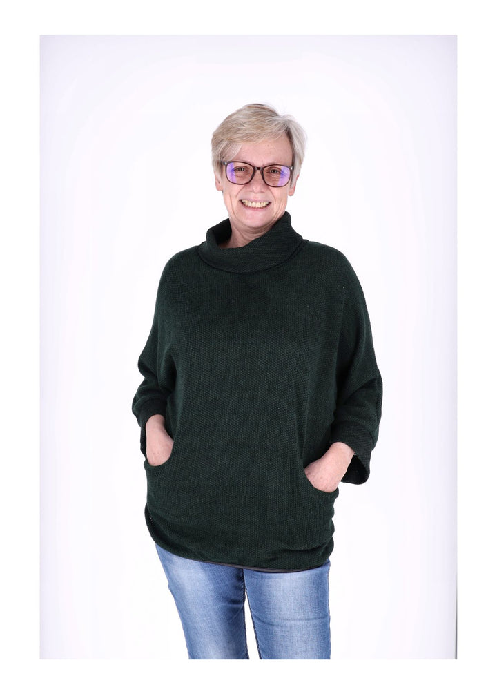 Damen Shirt mit Rollkragen in Flaschengrün