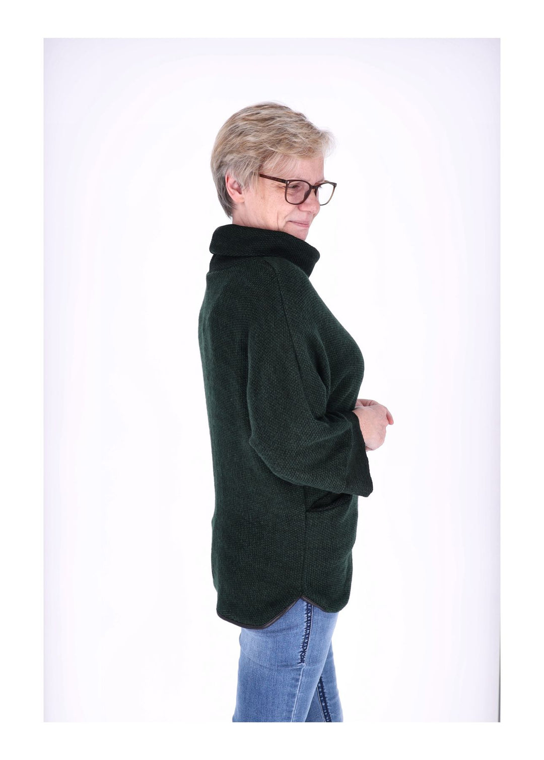 Damen Shirt mit Rollkragen in Flaschengrün