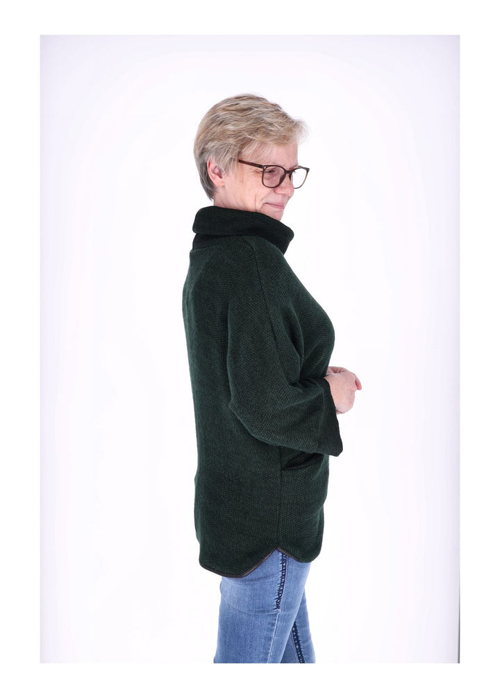 Damen Shirt mit Rollkragen in Flaschengrün