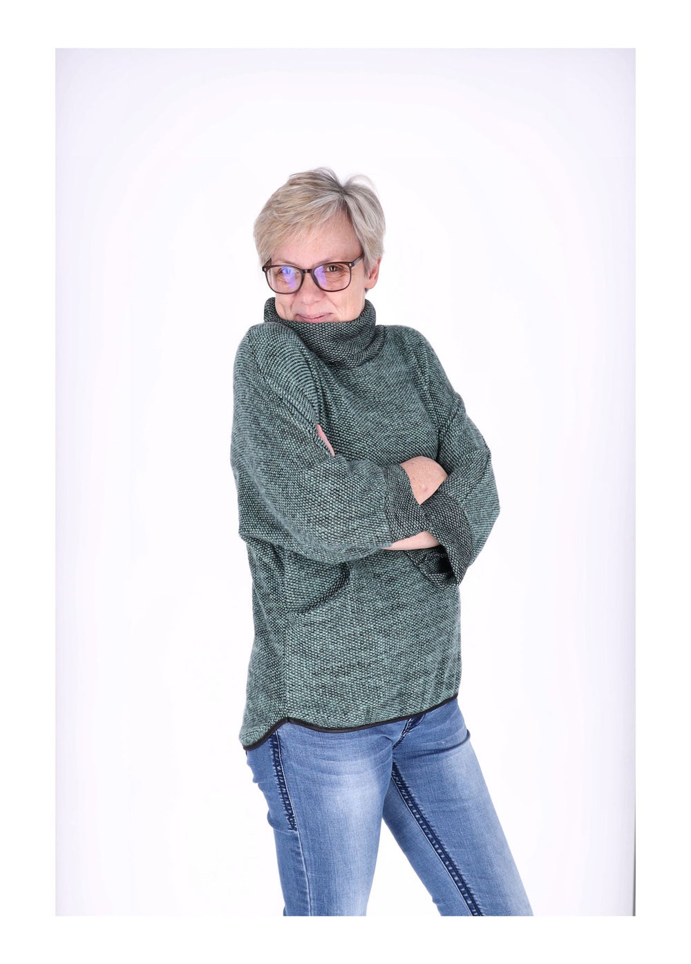Damen Shirt mit Rollkragen in grün