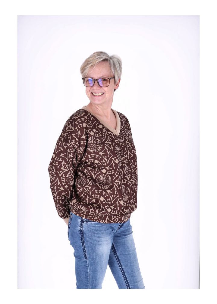 Sweatshirt Damen V-Ausschnitt AOP