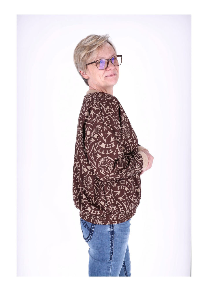 Sweatshirt Damen V-Ausschnitt AOP