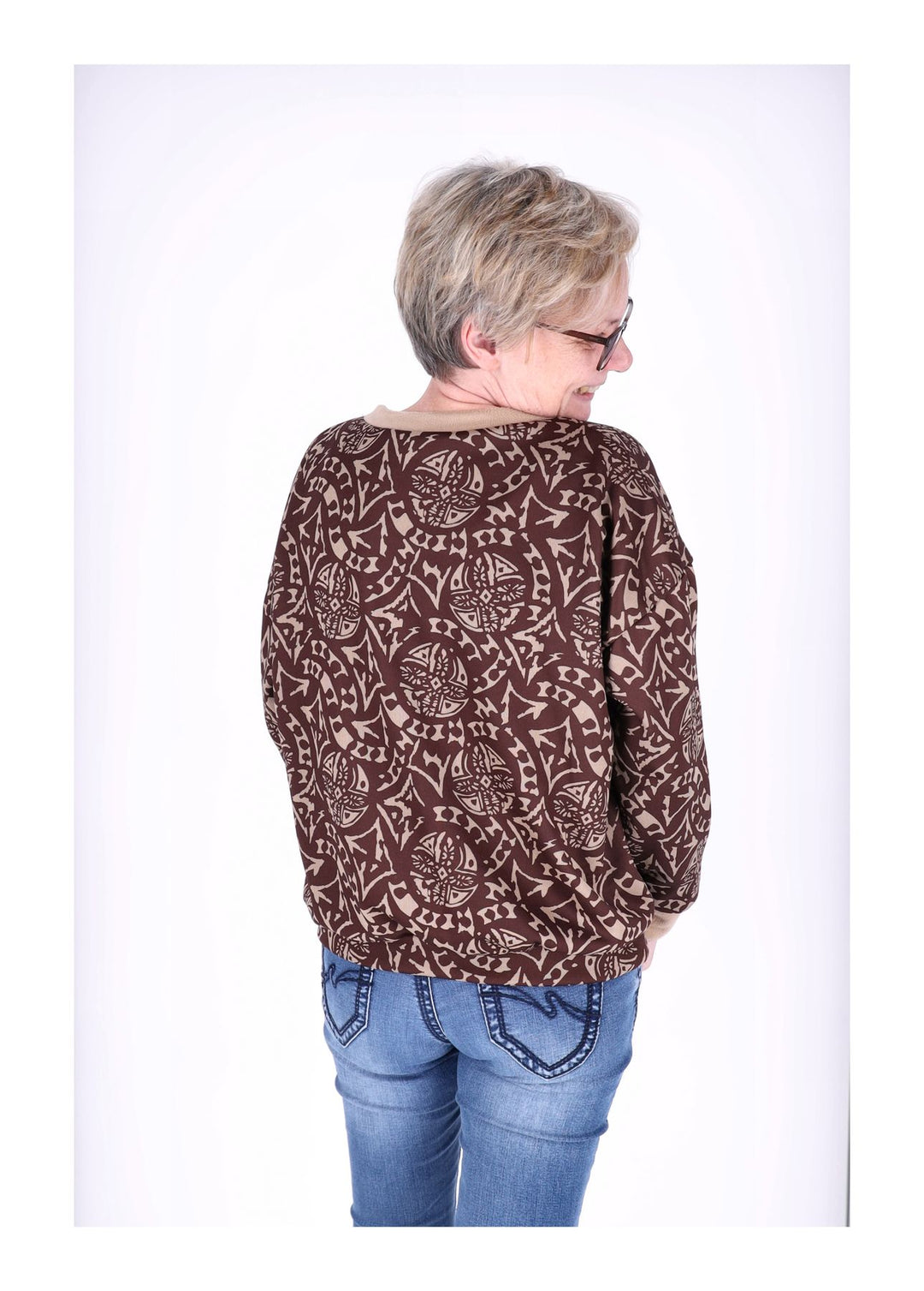 Sweatshirt Damen V-Ausschnitt AOP