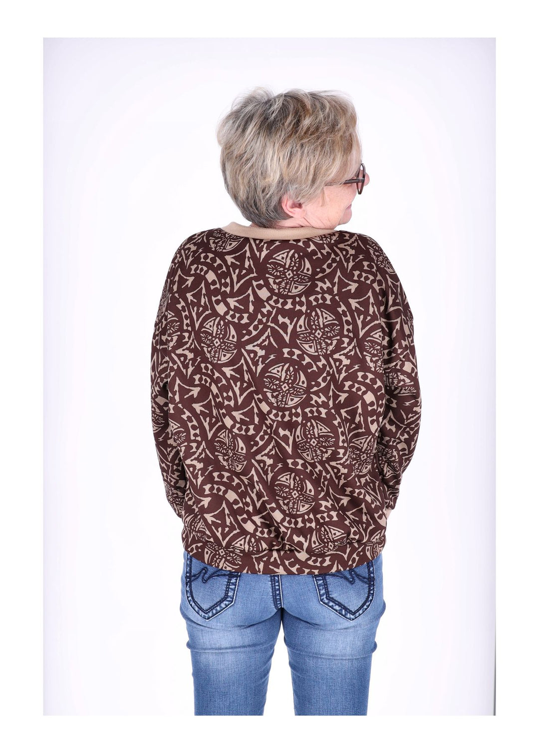 Sweatshirt Damen V-Ausschnitt AOP