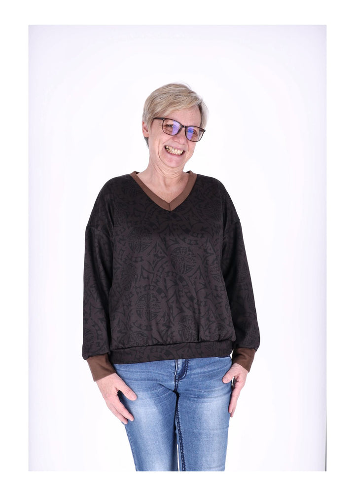 Sweatshirt Damen V-Ausschnitt AOP