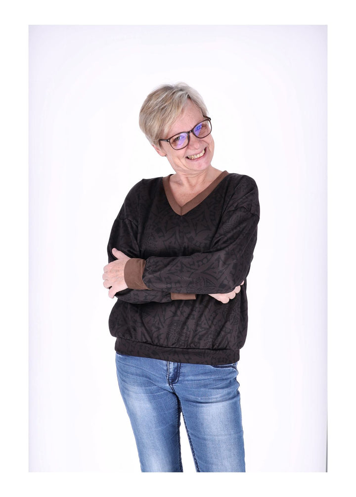 Sweatshirt Damen V-Ausschnitt AOP