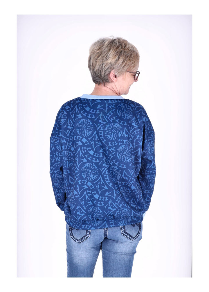 Sweatshirt Damen V-Ausschnitt AOP