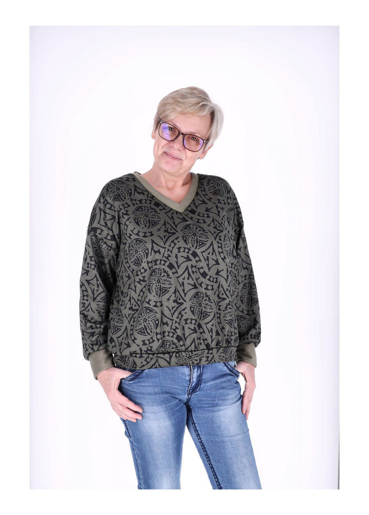 Sweatshirt Damen V-Ausschnitt AOP