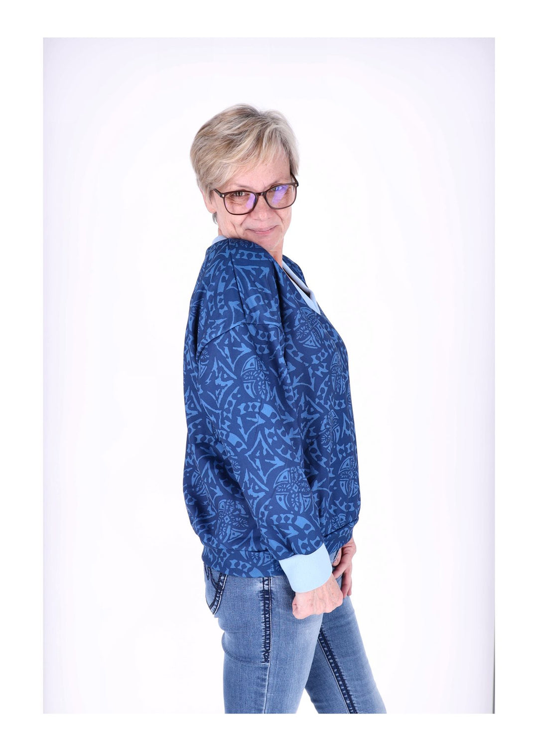 Sweatshirt Damen V-Ausschnitt AOP