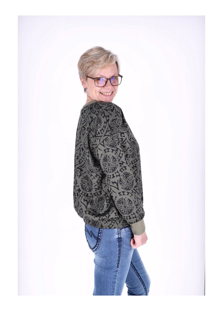 Sweatshirt Damen V-Ausschnitt AOP