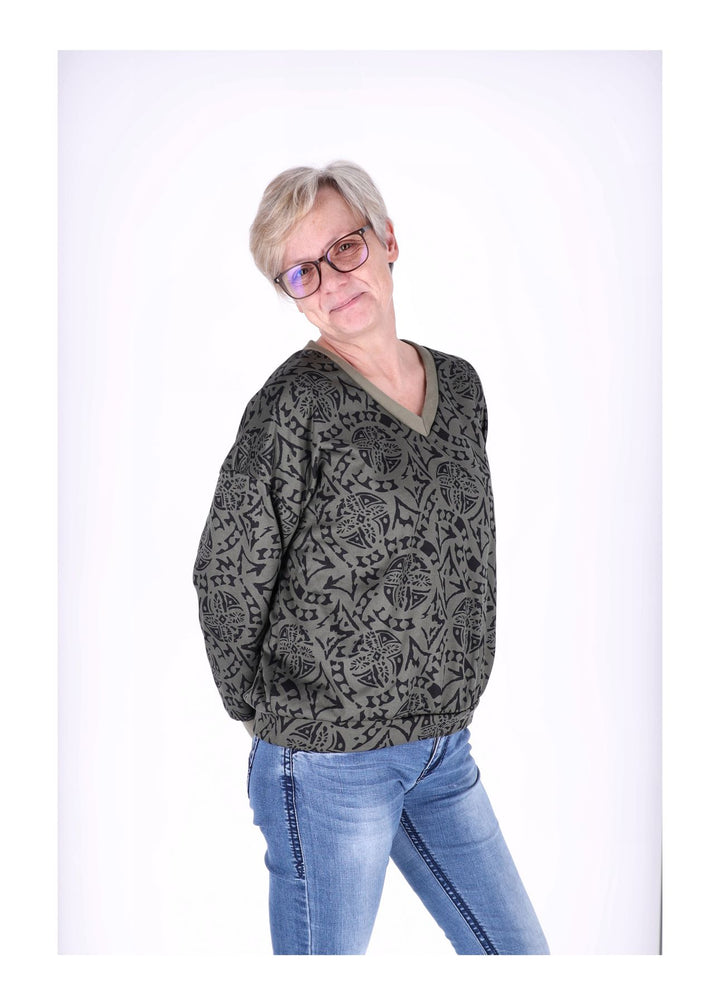 Sweatshirt Damen V-Ausschnitt AOP