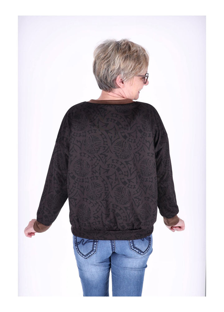 Sweatshirt Damen V-Ausschnitt AOP