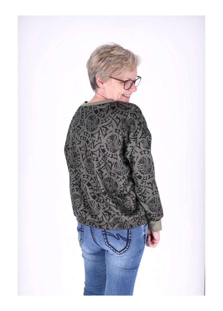 Sweatshirt Damen V-Ausschnitt AOP