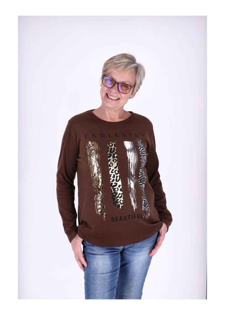 Shirt Damen Veloureoptik Print