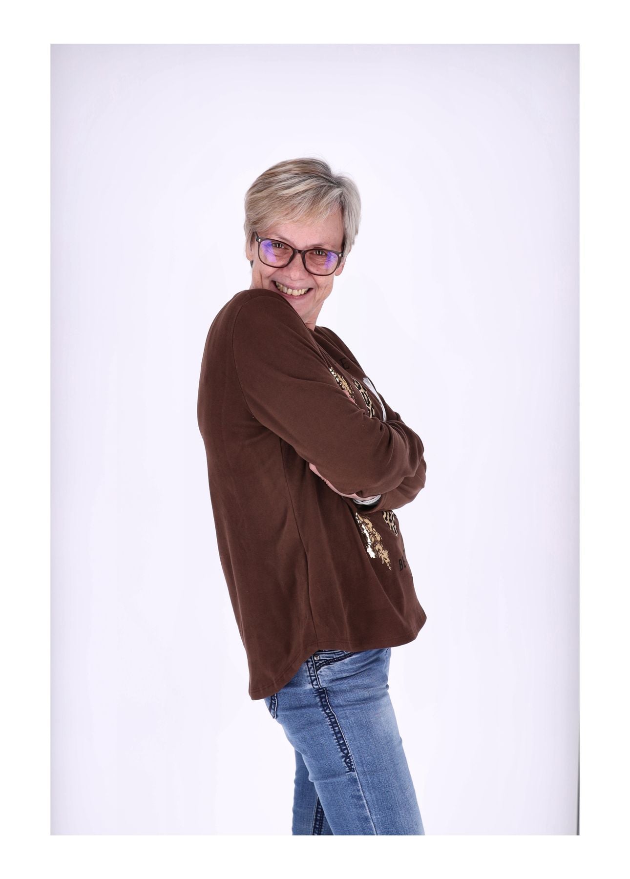 Shirt Damen Veloureoptik Print