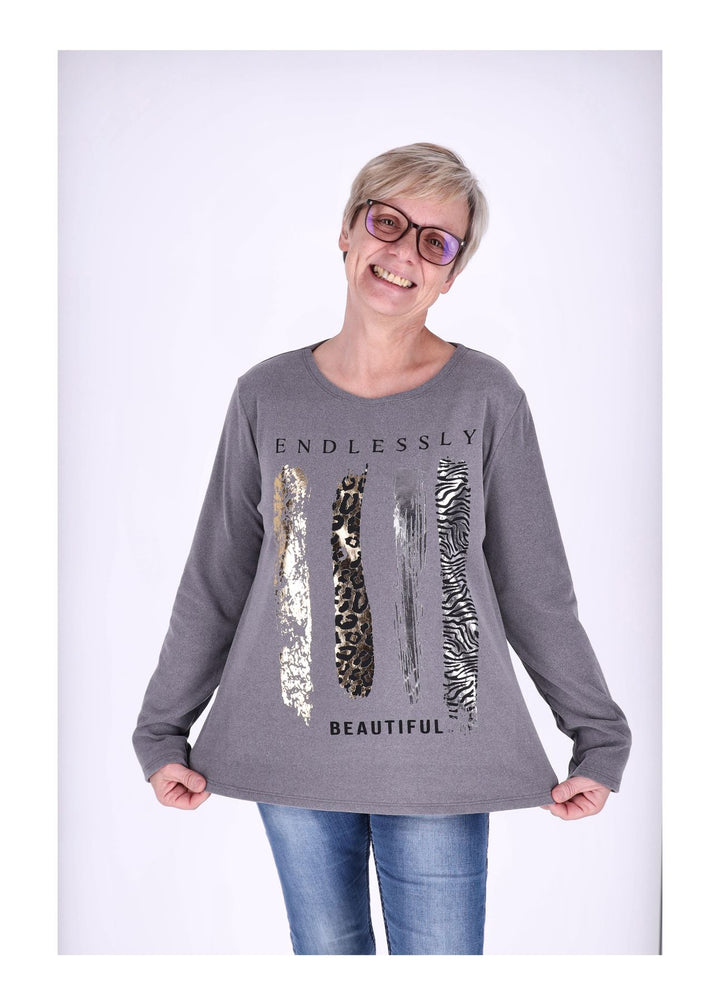 Shirt Damen Veloureoptik Print