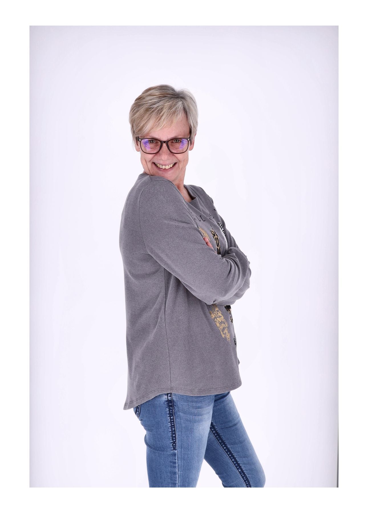 Shirt Damen Veloureoptik Print