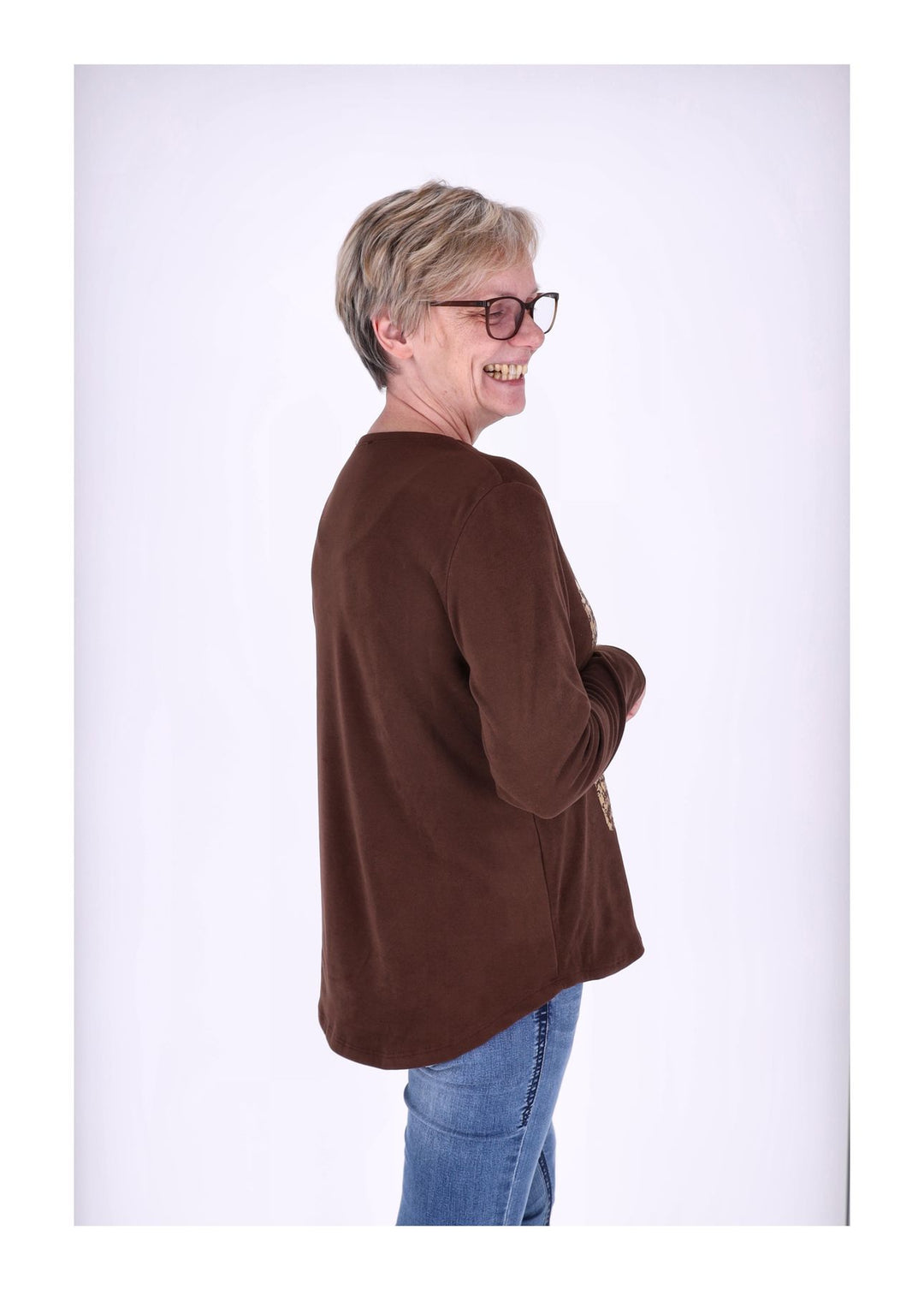 Shirt Damen Veloureoptik Print