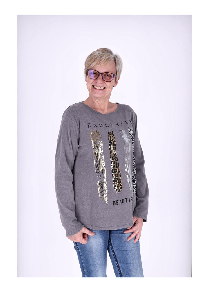 Shirt Damen Veloureoptik Print