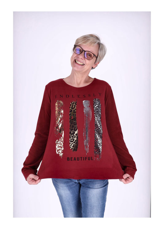 Shirt Damen Veloureoptik Print
