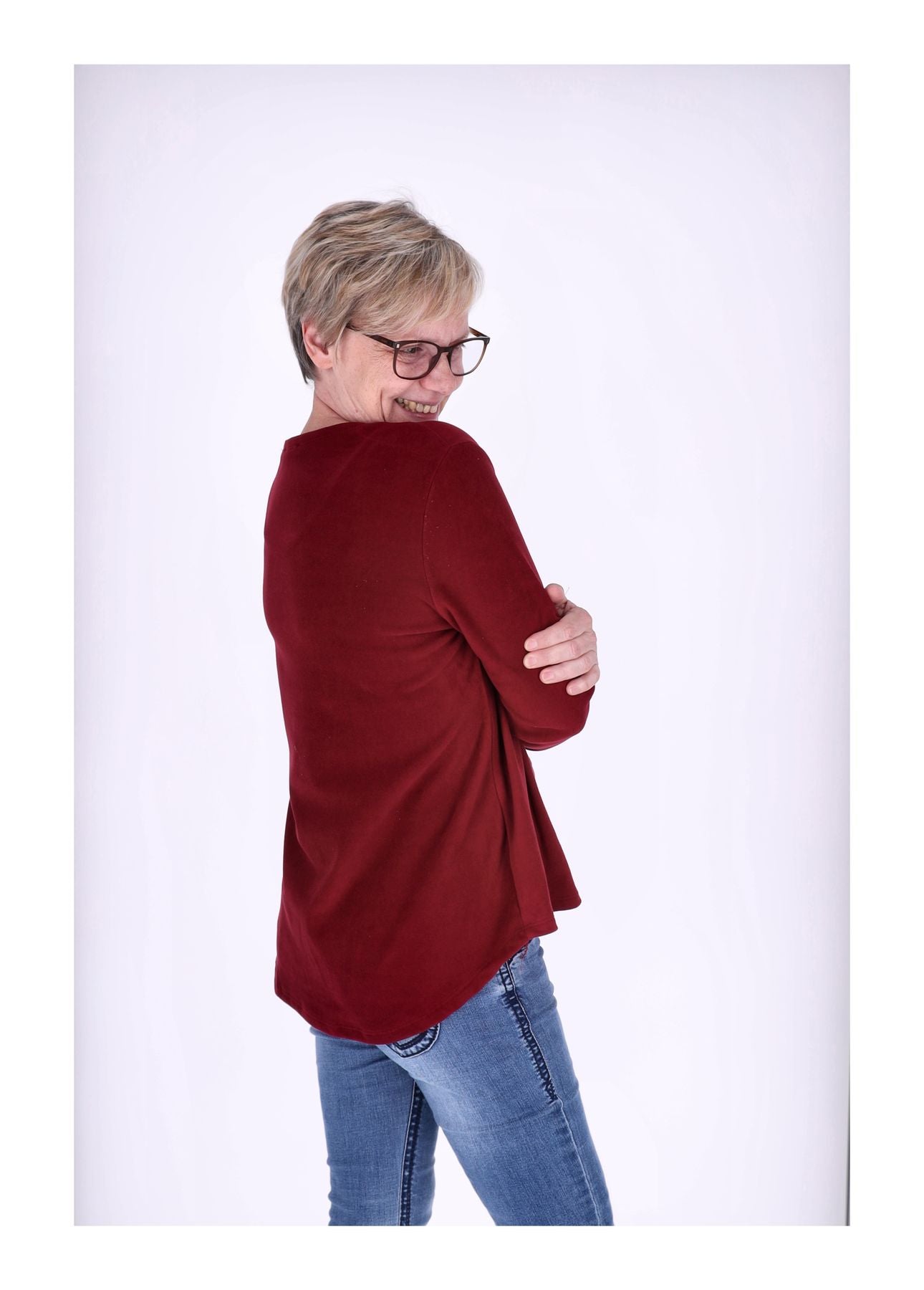 Shirt Damen Veloureoptik Print