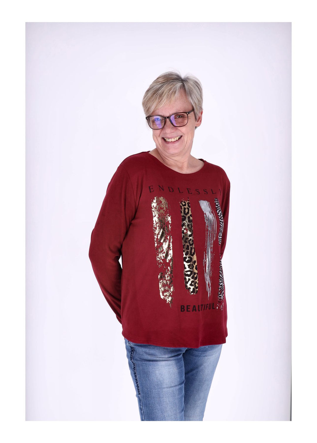 Shirt Damen Veloureoptik Print