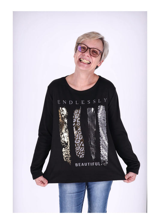 Shirt Damen Veloureoptik Print