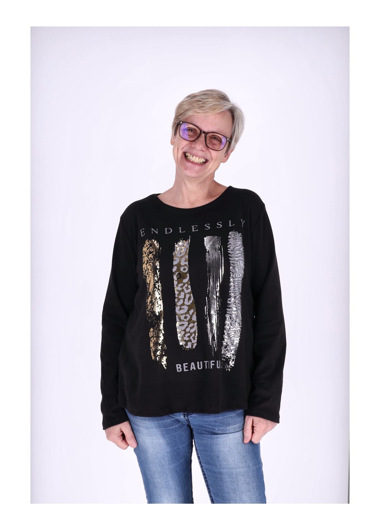 Shirt Damen Veloureoptik Print
