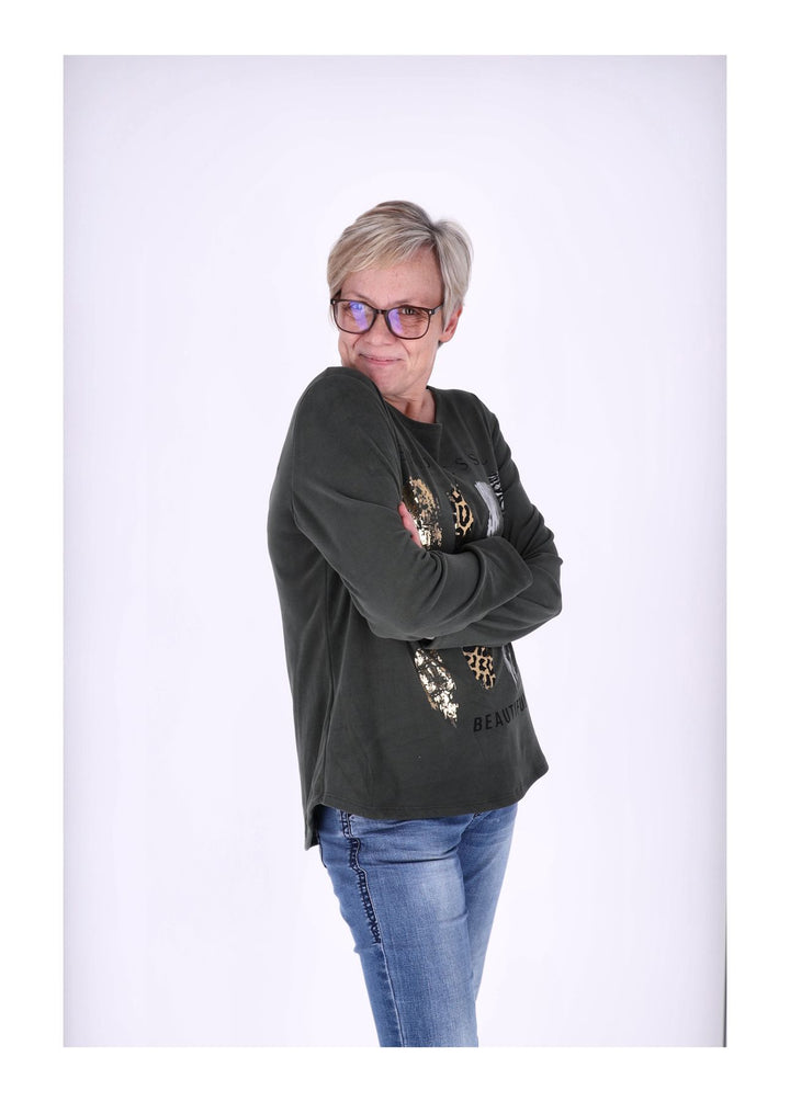 Shirt Damen Veloureoptik Print