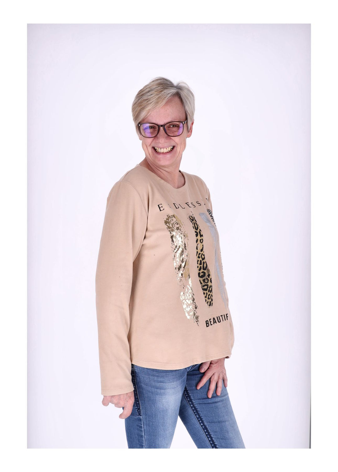 Shirt Damen Veloureoptik Print