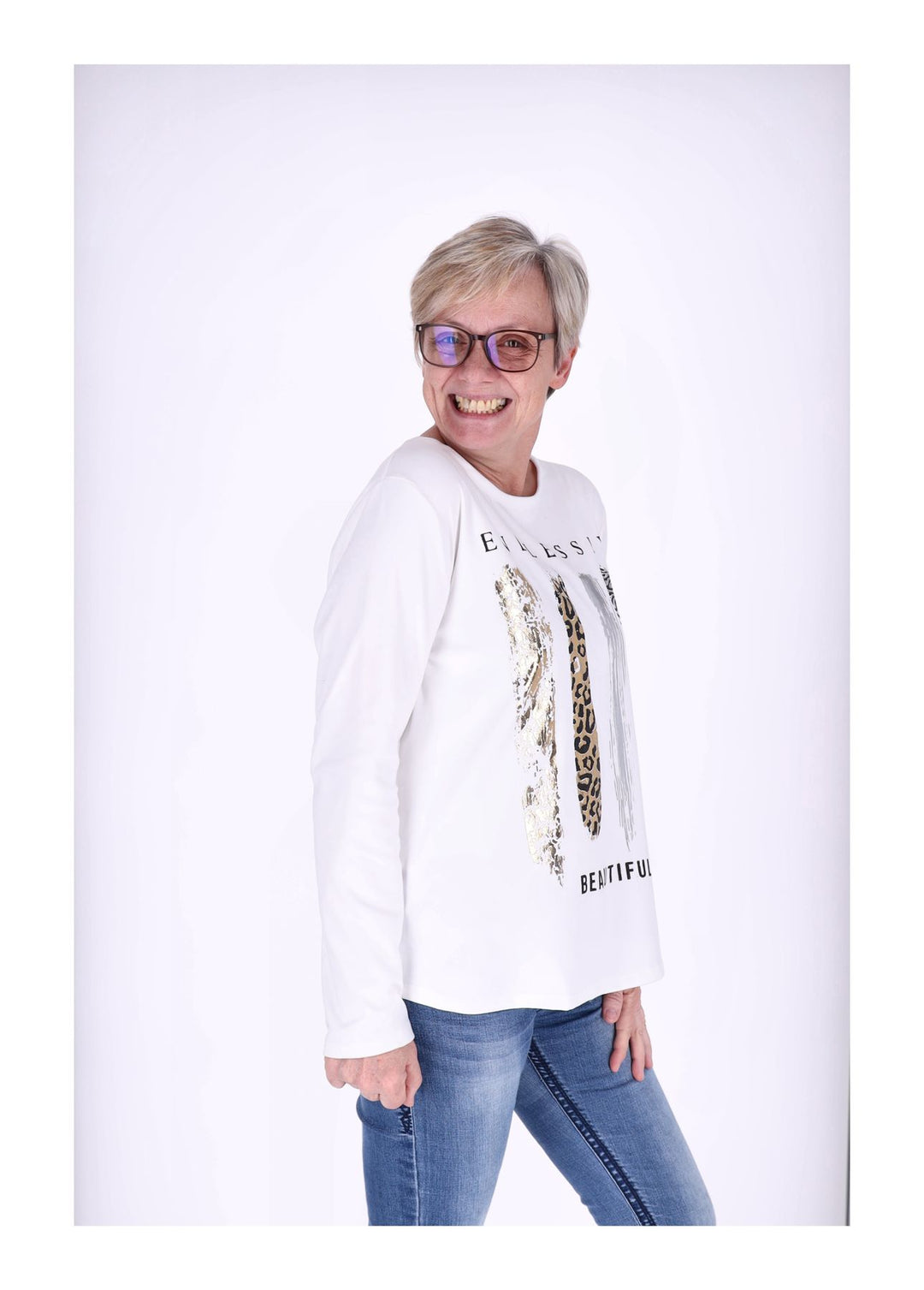 Shirt Damen Veloureoptik Print