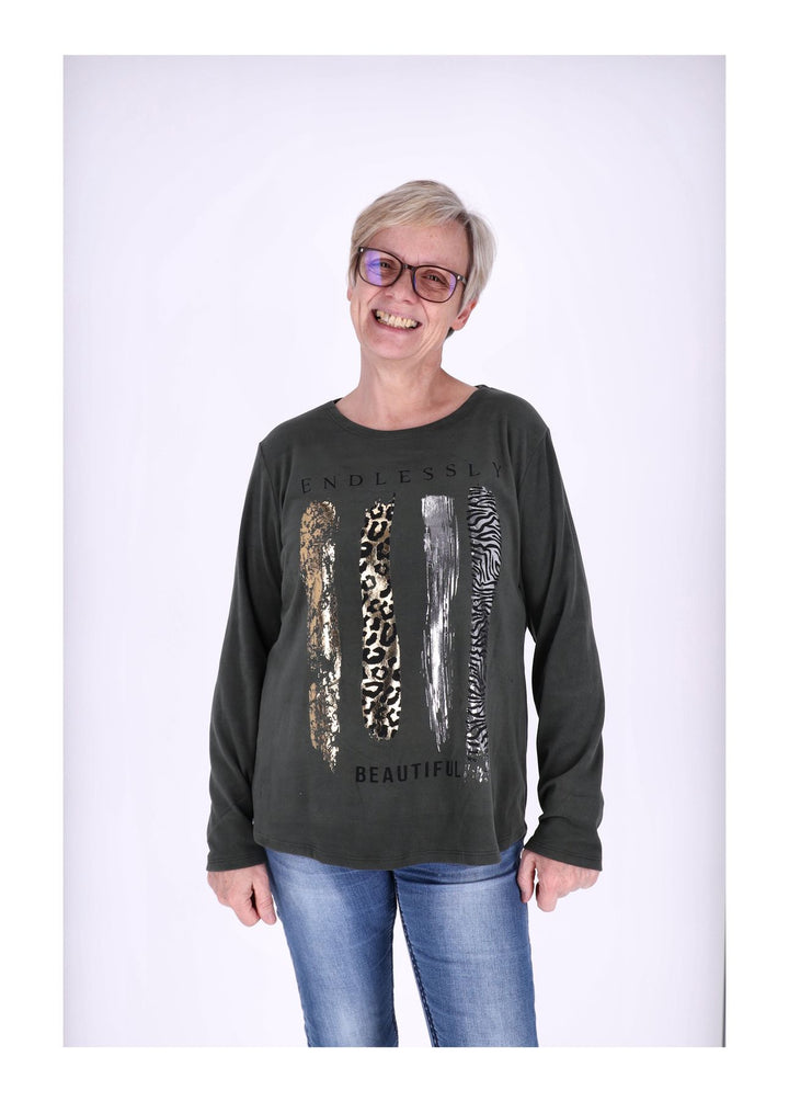 Shirt Damen Veloureoptik Print