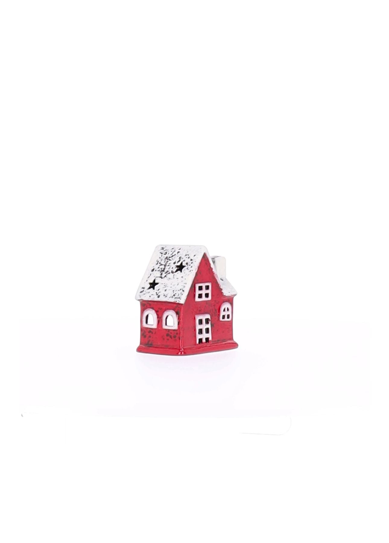 Windlicht Haus Rot Keramik 8,7x6,5x10cm
