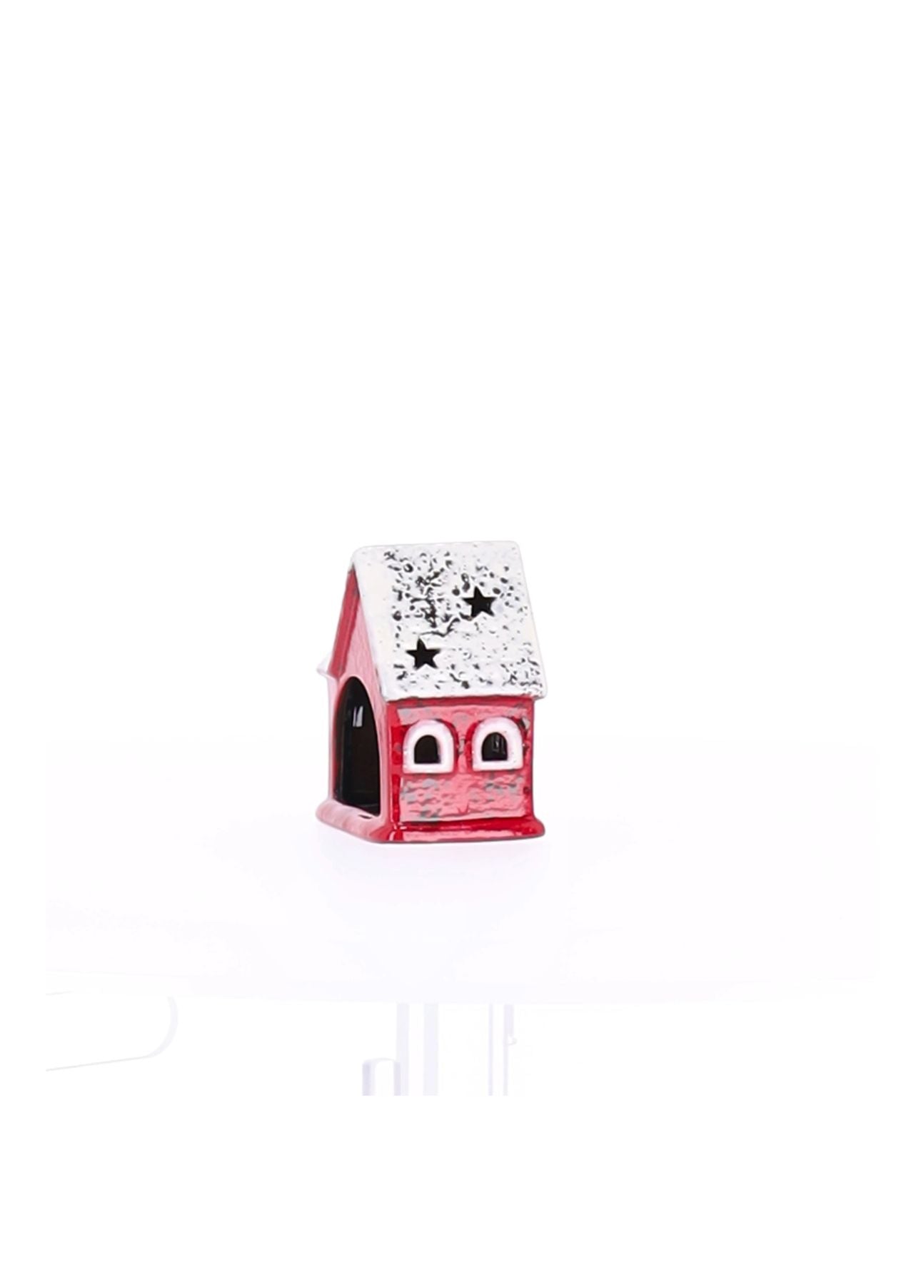 Windlicht Haus Rot Keramik 8,7x6,5x10cm