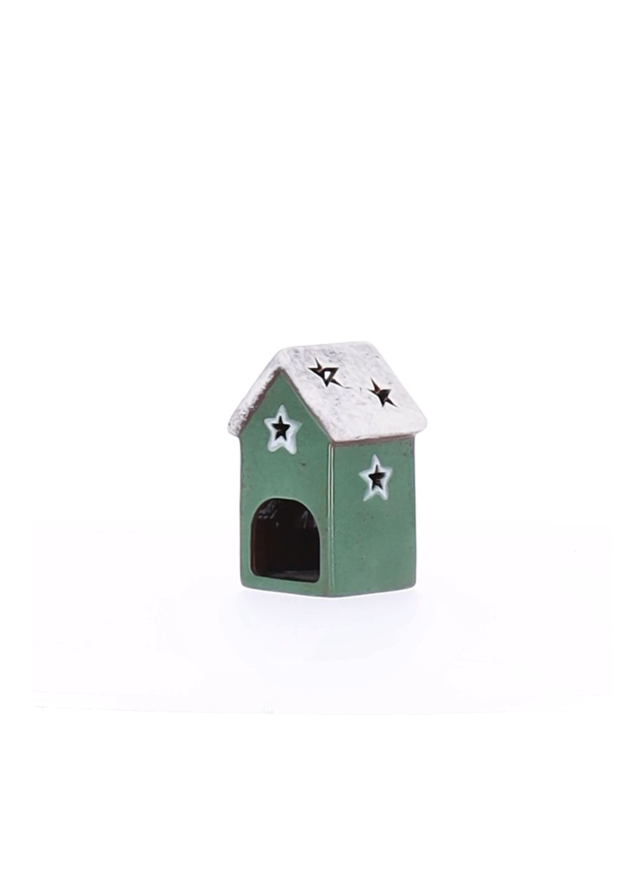 Windlicht Haus Stern Keramik 7,5x7x11x7cm