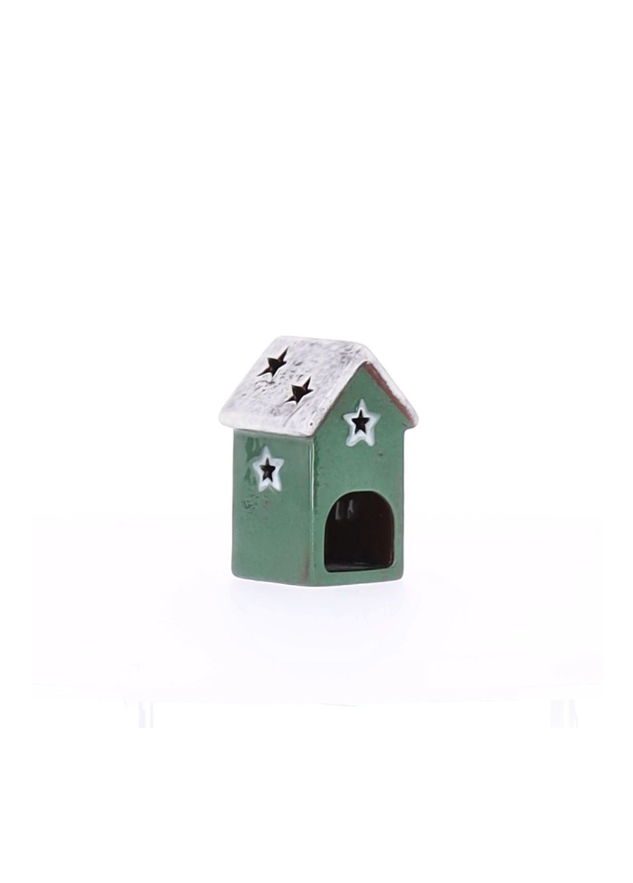 Windlicht Haus Stern Keramik 7,5x7x11x7cm