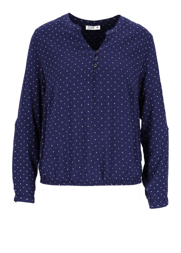 Bluse Viskose - Gummizug mit Karo Print