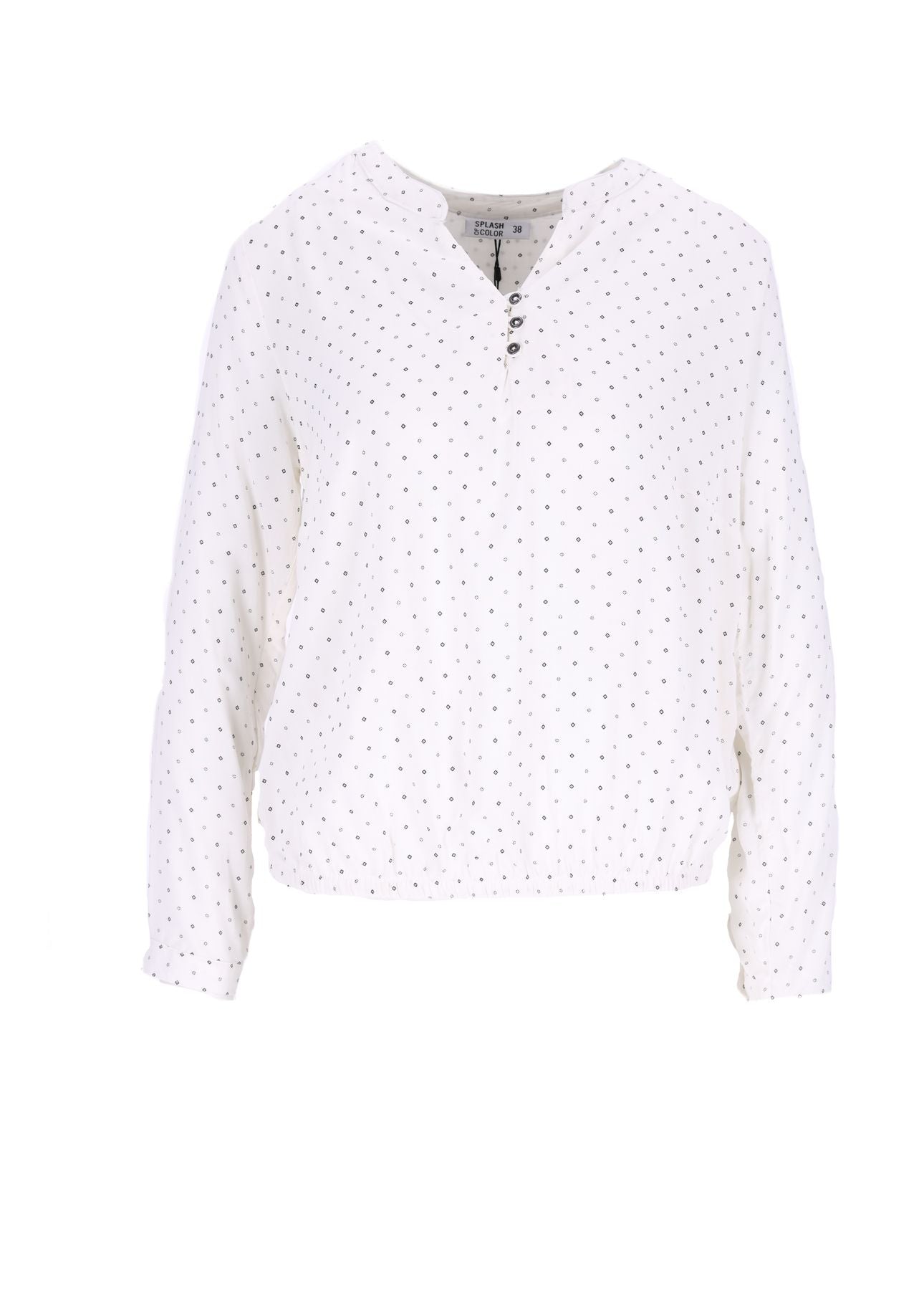 Bluse Viskose - Gummizug mit Karo Print