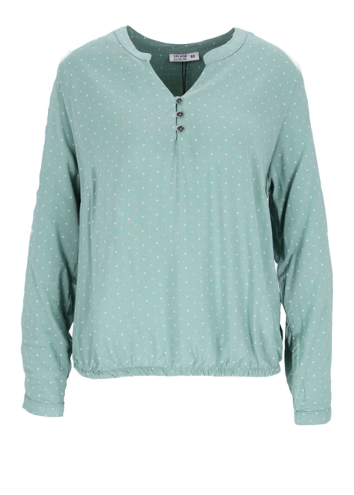 Bluse Viskose - Gummizug mit Karo Print