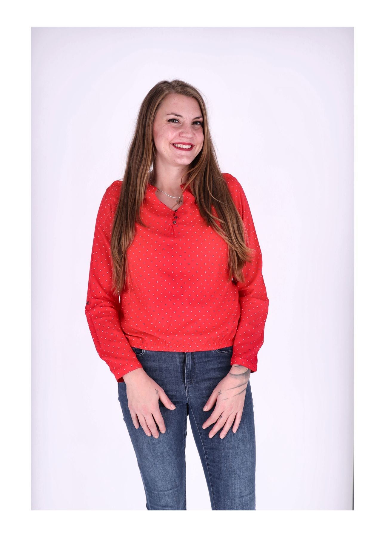 Bluse Viskose - Gummizug mit Karo Print