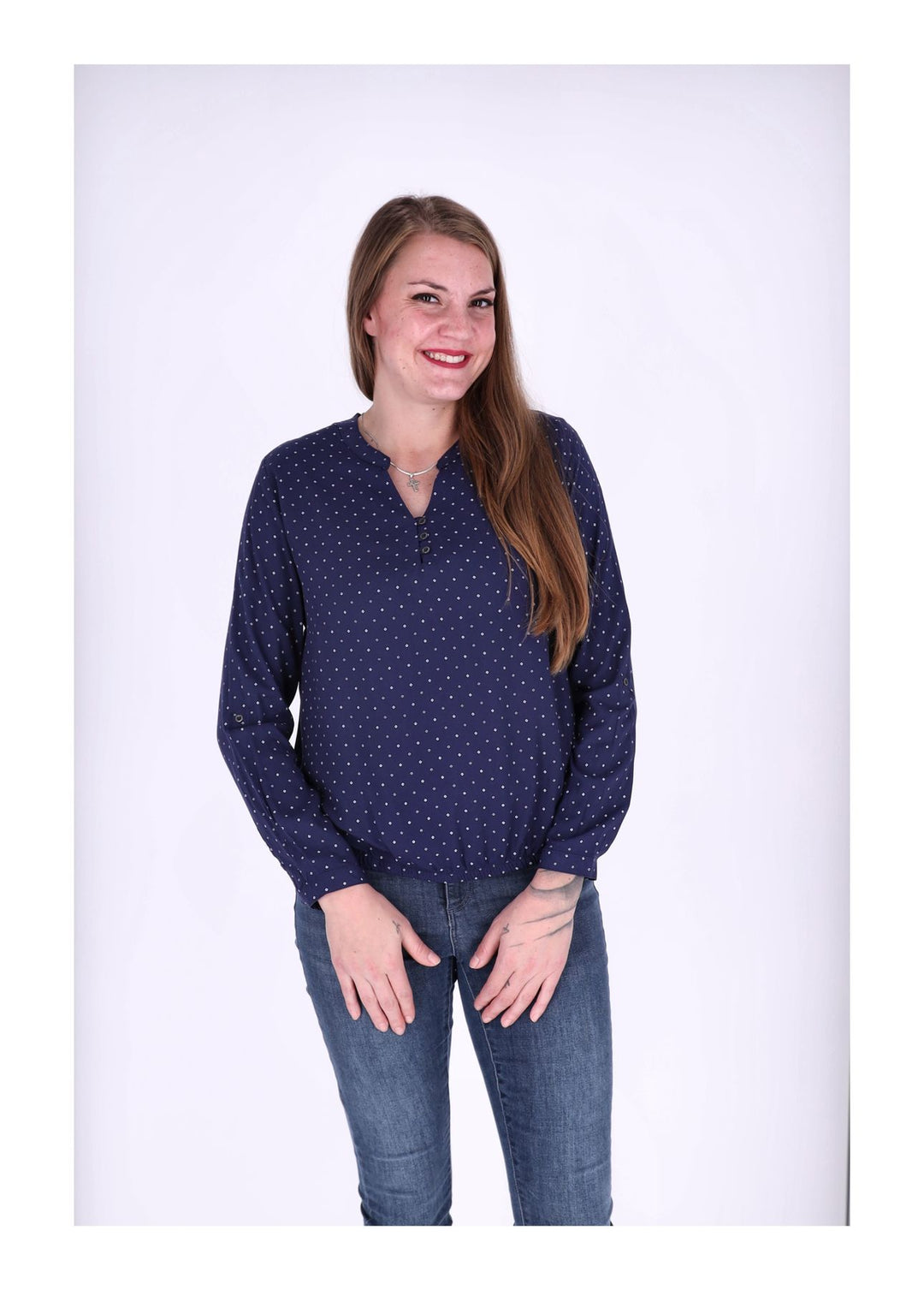 Bluse Viskose - Gummizug mit Karo Print