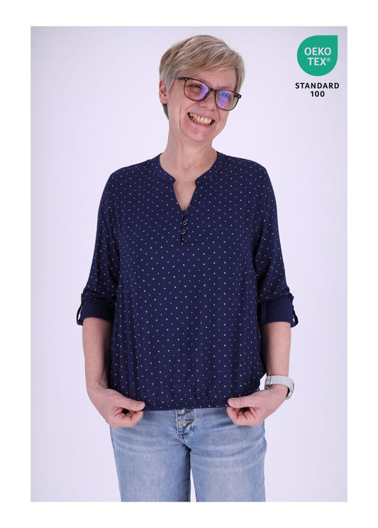 Bluse Viskose - Gummizug mit Karo Print