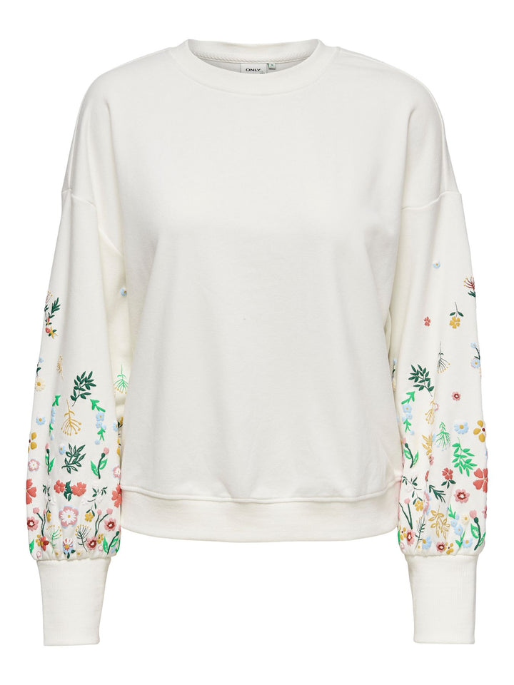 ONLBROOKE L/S O-NECK FLOWER SWT NOO weiß