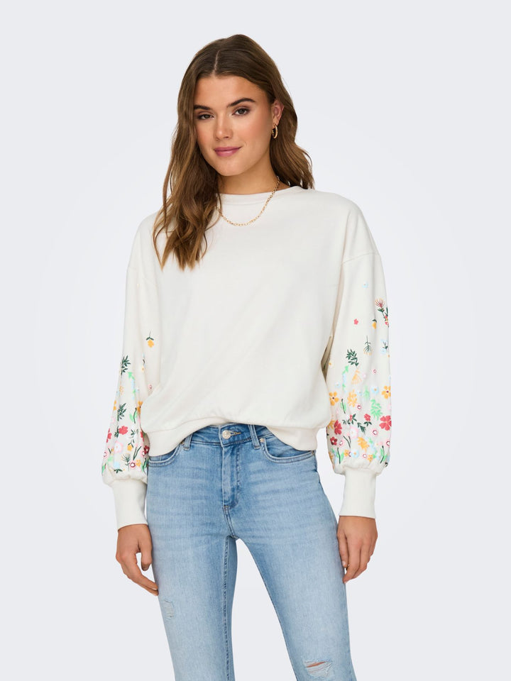 ONLBROOKE L/S O-NECK FLOWER SWT NOO weiß