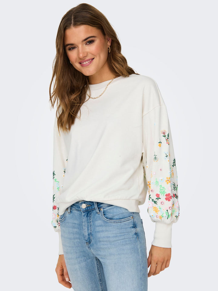 ONLBROOKE L/S O-NECK FLOWER SWT NOO weiß