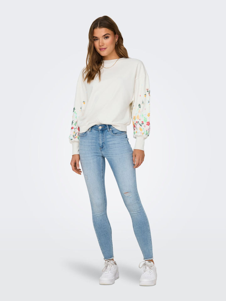 ONLBROOKE L/S O-NECK FLOWER SWT NOO weiß