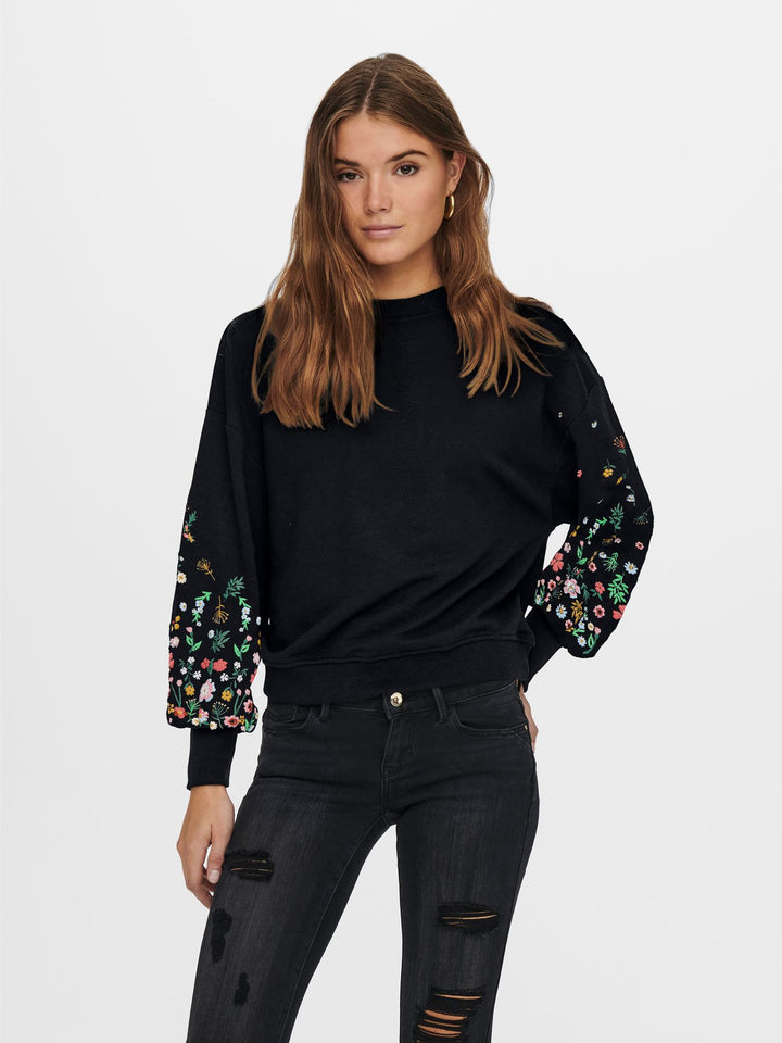 ONLBROOKE L/S O-NECK FLOWER SWT NOO schwarz