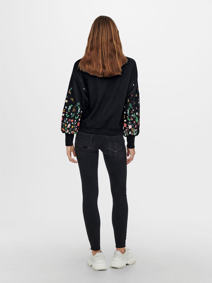 ONLBROOKE L/S O-NECK FLOWER SWT NOO schwarz